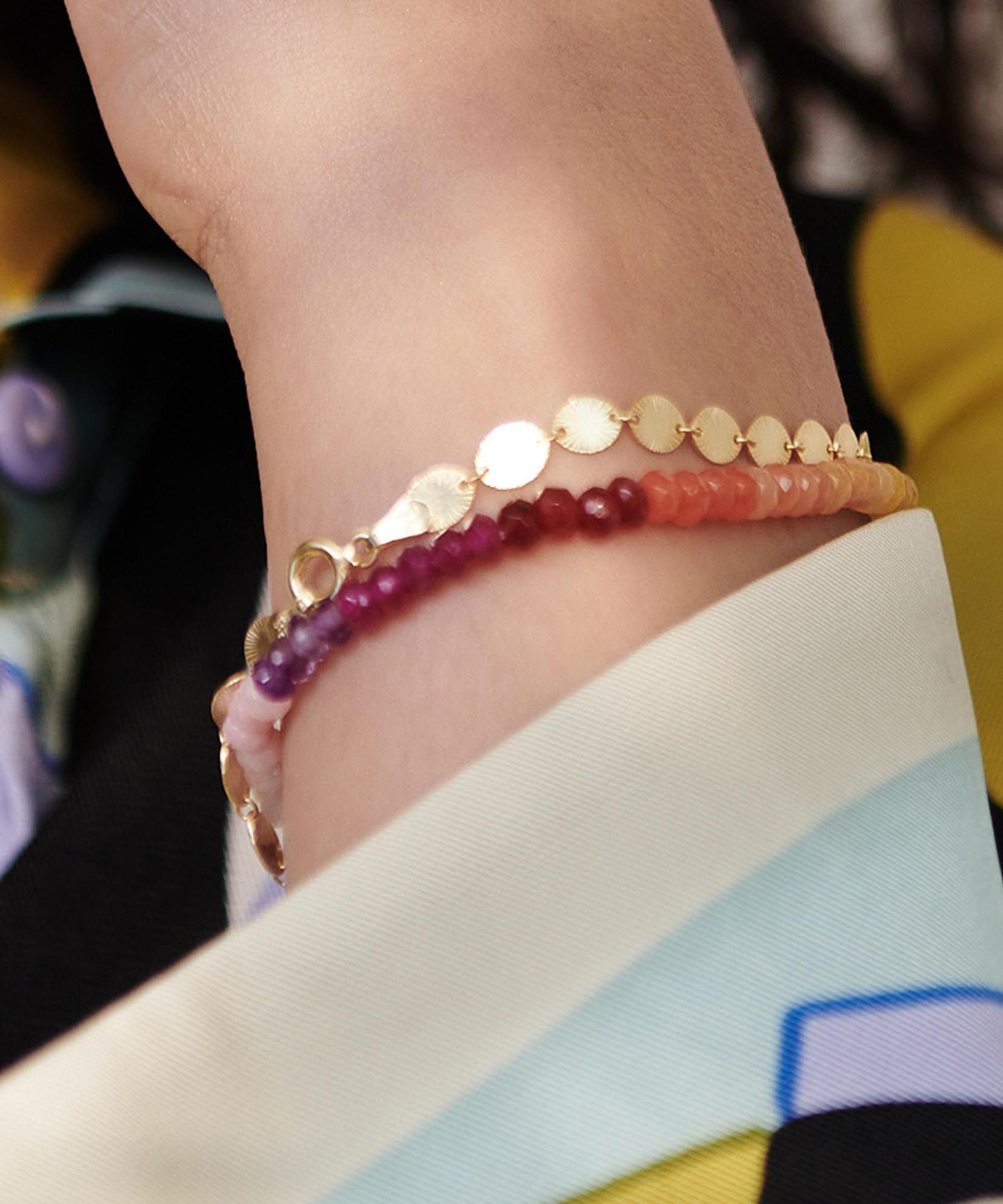 Rachel Jackson - 22ct Gold-Plated Rainbow Sunset Gemstone Bead Bracelet image number 3