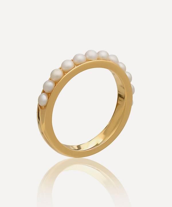 Rachel Jackson - 22ct Gold-Plated Studded Pearl Stacking Ring image number 0
