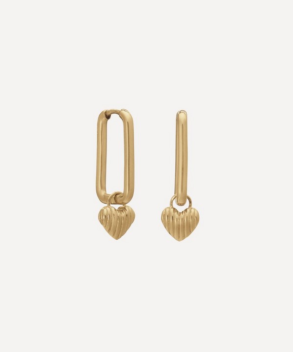 Rachel Jackson - 22ct Gold-Plated Deco Heart Oval Link Hoop Earrings image number null