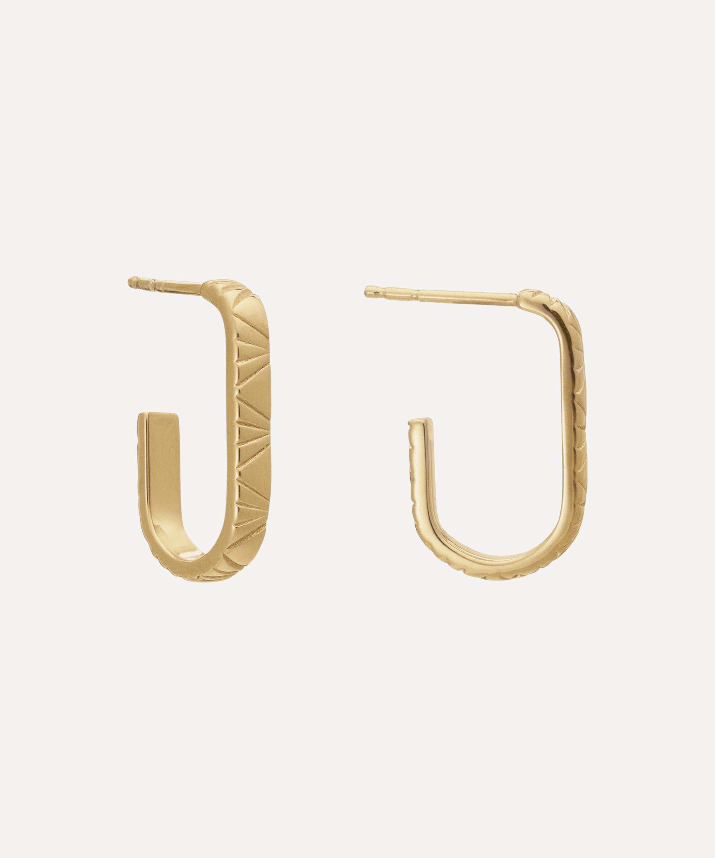 Rachel Jackson - 22ct Gold-Plated Medium Deco Oval Hoop Earrings image number 0
