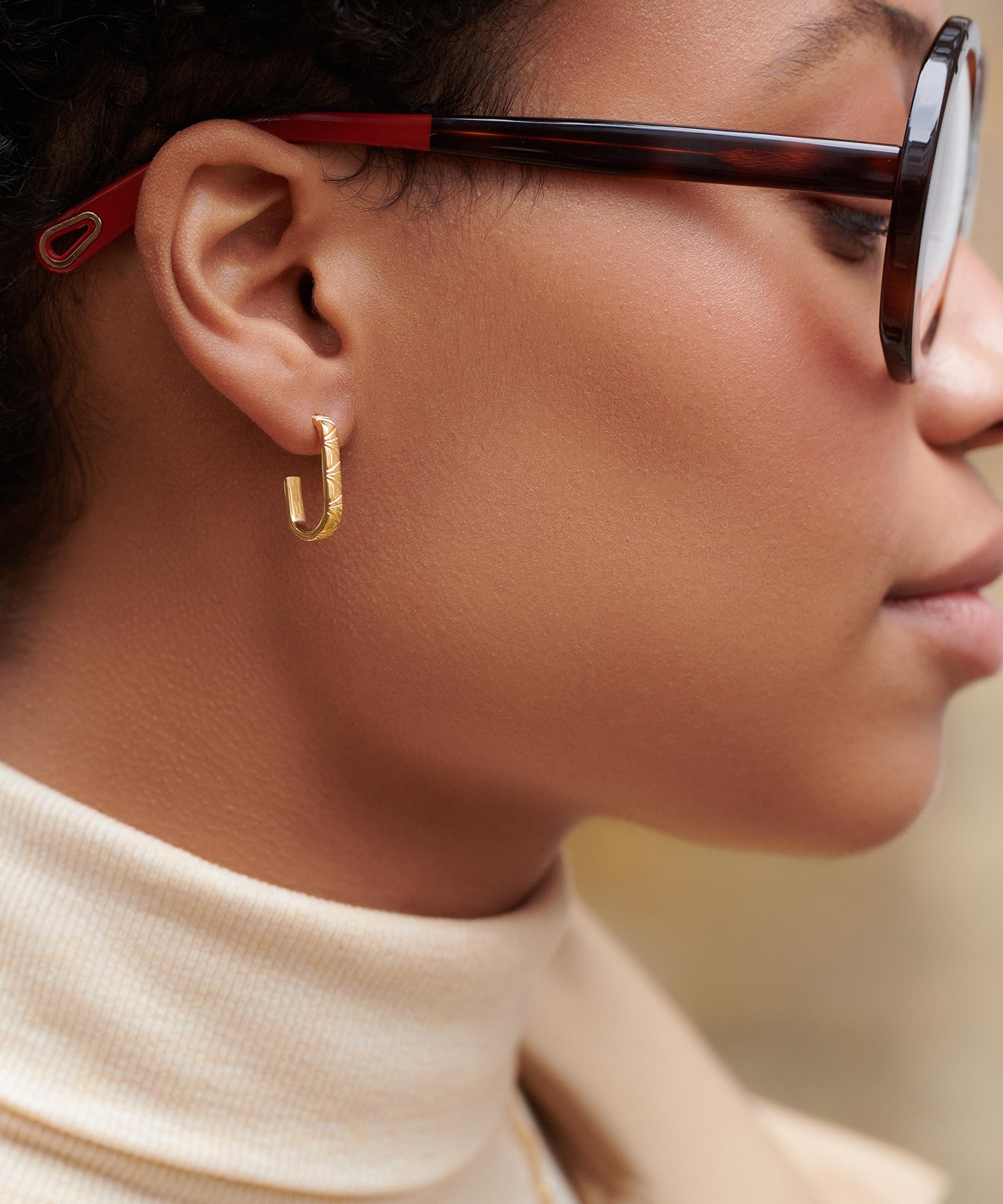 Rachel Jackson - 22ct Gold-Plated Medium Deco Oval Hoop Earrings image number 1