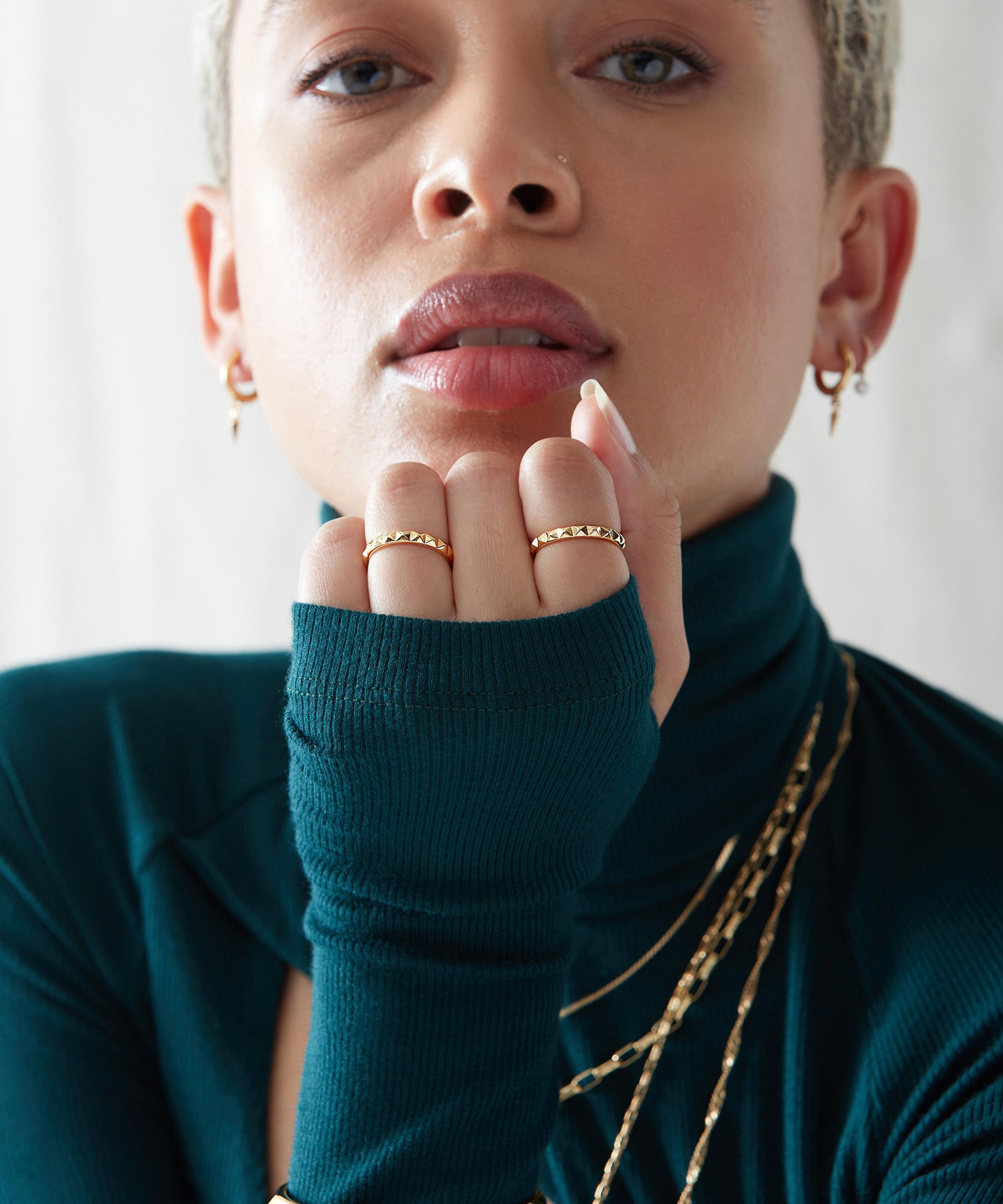 Rachel Jackson - 22ct Gold-Plated Spike Stacking Ring image number 3