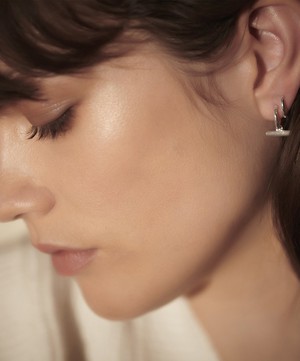Rachel Jackson - Sterling Silver Mini T-Bar Huggie Hoop Earrings image number 1
