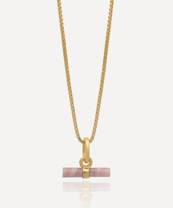 Rachel Jackson - 22ct Gold-Plated Mini Rose T-Bar Pendant Necklace image number null