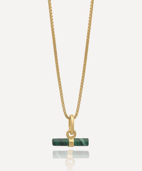 Rachel Jackson - 22ct Gold-Plated Mini Malachite T-Bar Pendant Necklace image number 0