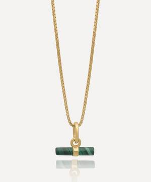 22ct Gold-Plated Mini Malachite T-Bar Pendant Necklace