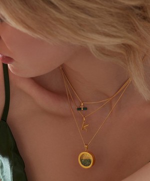 Rachel Jackson - 22ct Gold-Plated Mini Malachite T-Bar Pendant Necklace image number 2