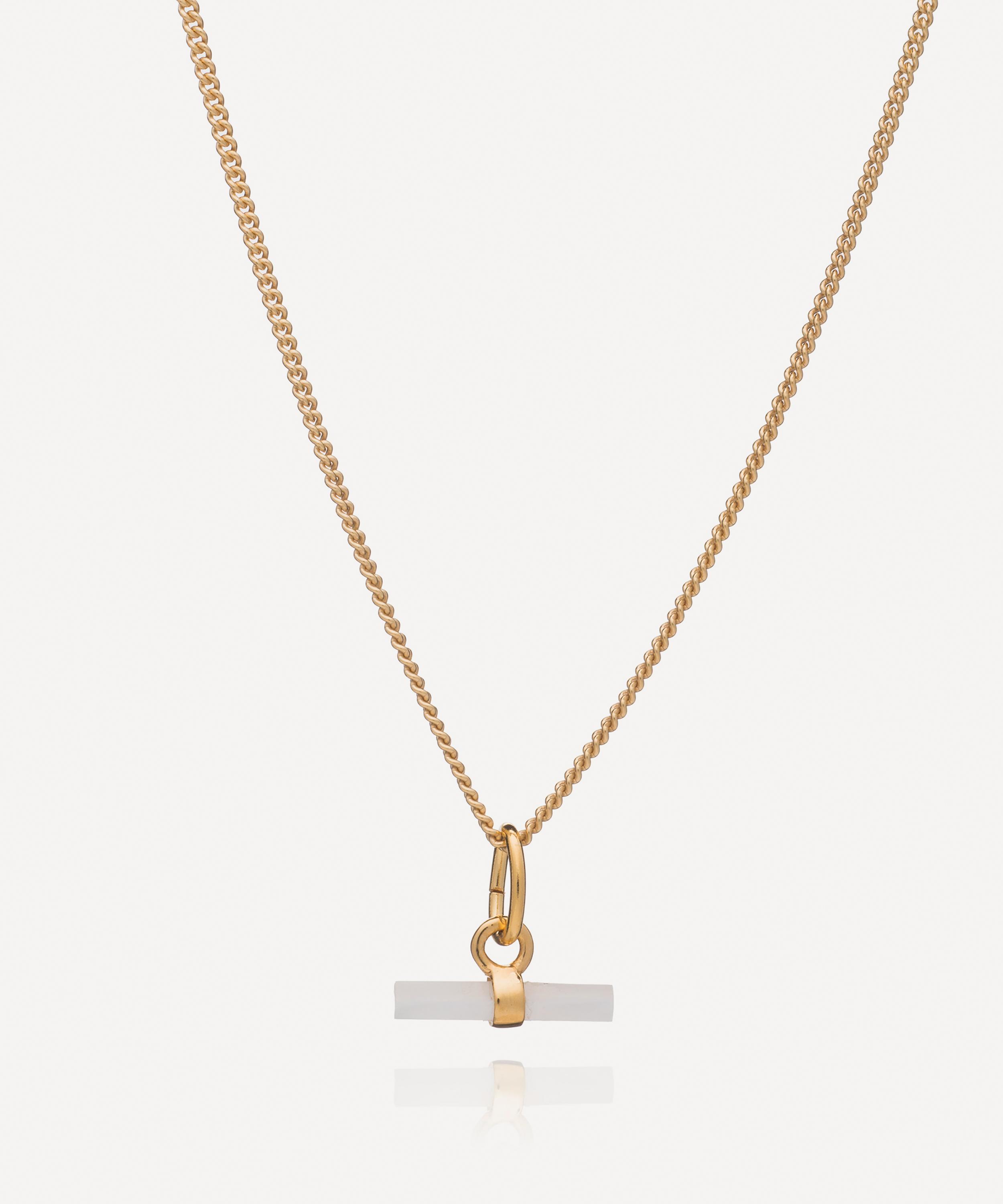 Rachel Jackson - 22ct Gold-Plated Mini Mother Of Pearl T-Bar Pendant Necklace image number 0