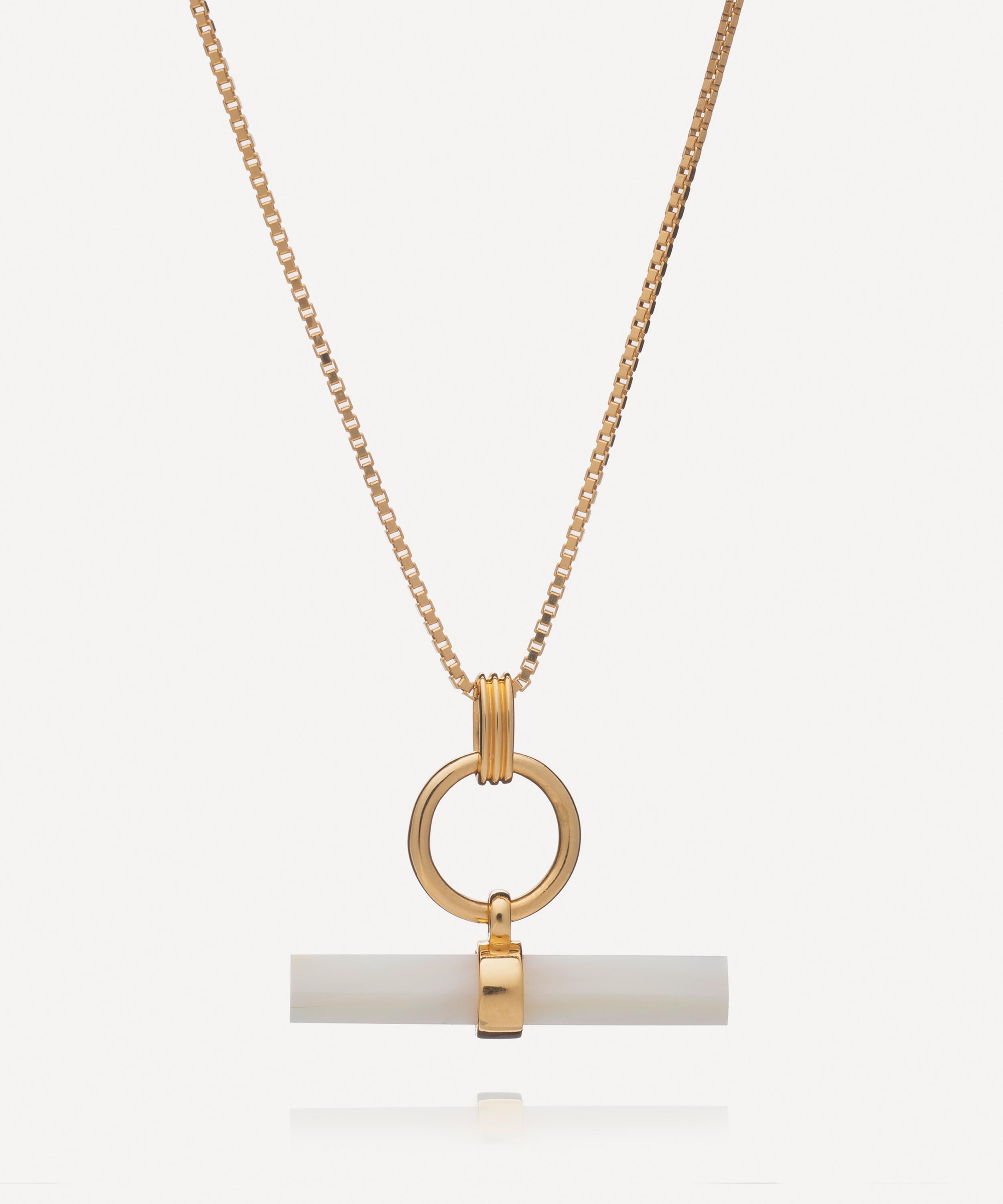 Rachel Jackson - 22ct Gold-Plated Balance T-Bar Mother Of Pearl Pendant Necklace image number 0