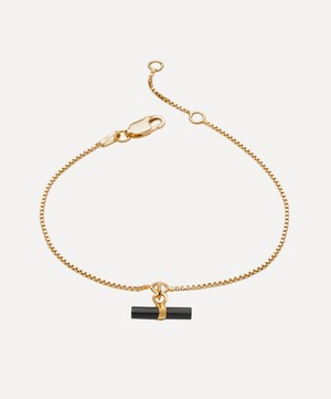 Rachel Jackson - 22ct Gold-Plated Mini Onyx T-Bar Bracelet image number 0