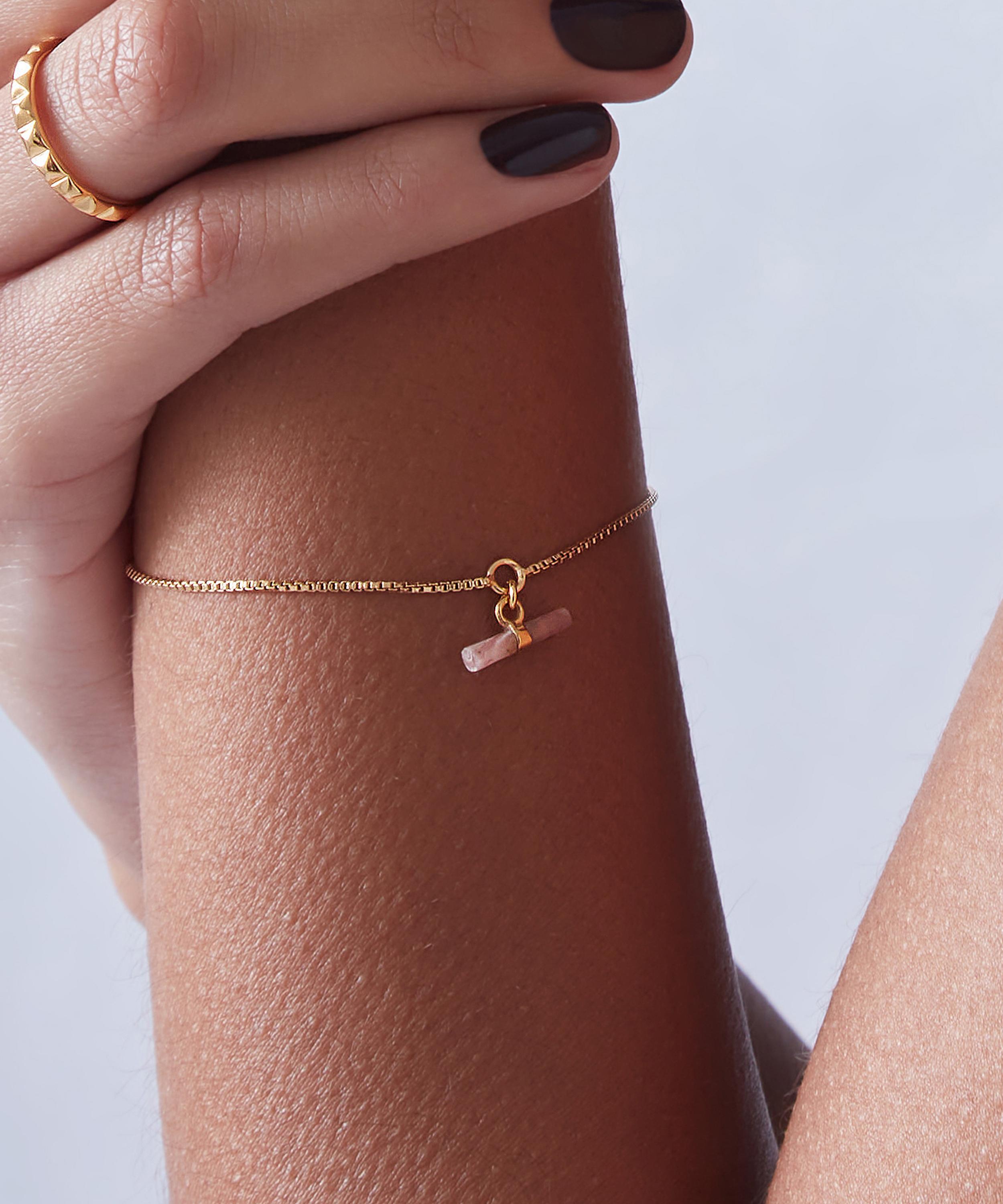 Rachel Jackson - 22ct Gold-Plated Mini Rose T-Bar Bracelet image number 1