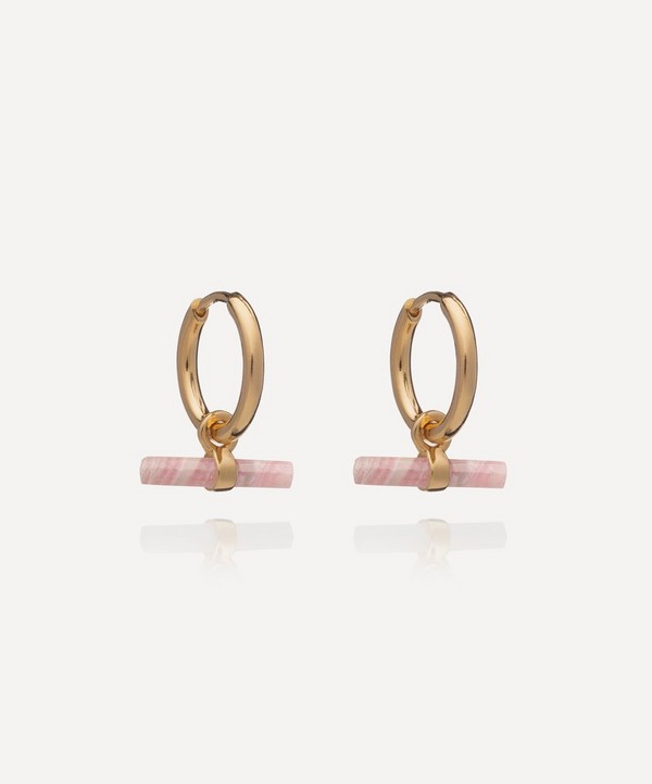 Rachel Jackson - 22ct Gold-Plated Mini Rose T-Bar Huggie Hoop Earrings image number null