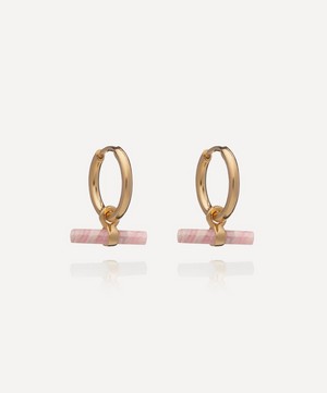Rachel Jackson - 22ct Gold-Plated Mini Rose T-Bar Huggie Hoop Earrings image number 0