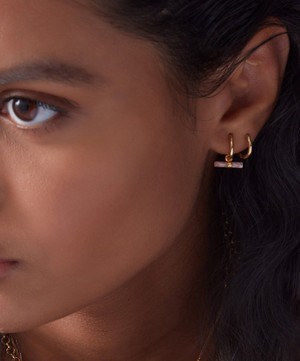 Rachel Jackson - 22ct Gold-Plated Mini Rose T-Bar Huggie Hoop Earrings image number 1