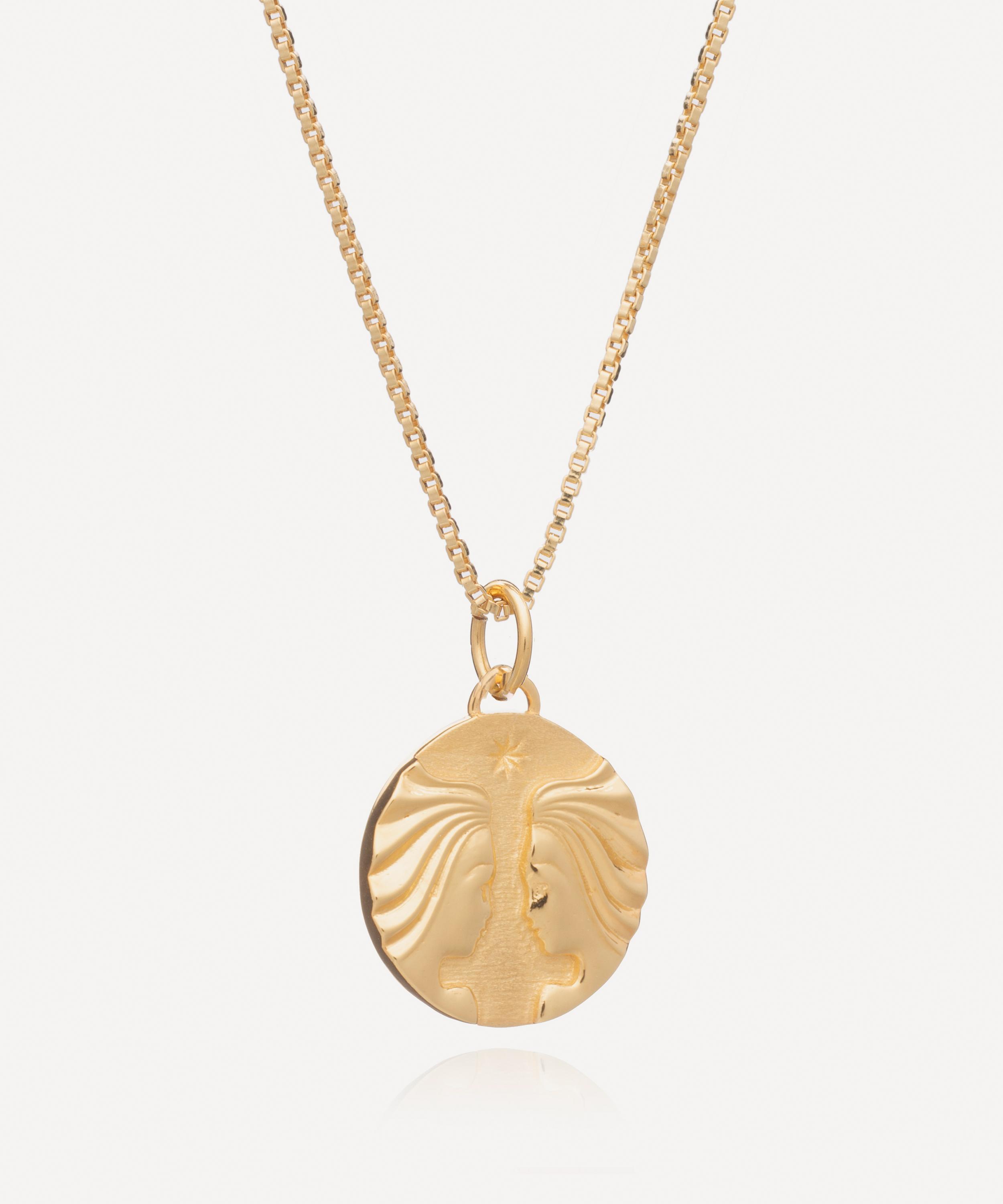 Rachel Jackson - 22ct Gold-Plated Gemini Zodiac Art Coin Pendant Necklace image number 0