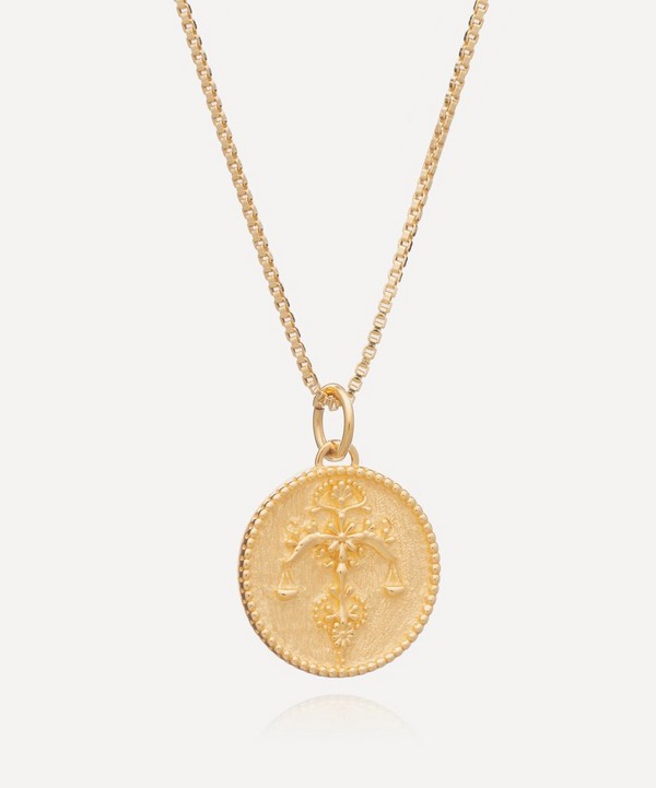 Rachel Jackson - 22ct Gold-Plated Libra Zodiac Art Coin Pendant Necklace image number null