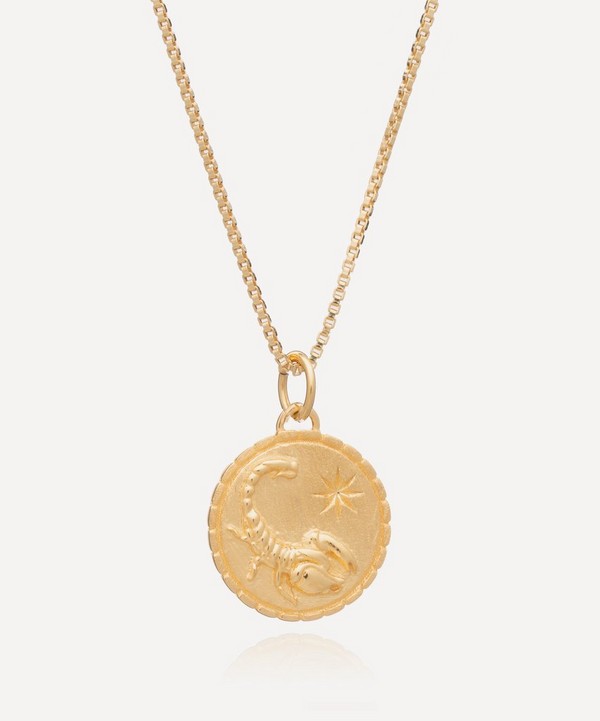 Rachel Jackson - 22ct Gold-Plated Scorpio Zodiac Art Coin Pendant Necklace image number null