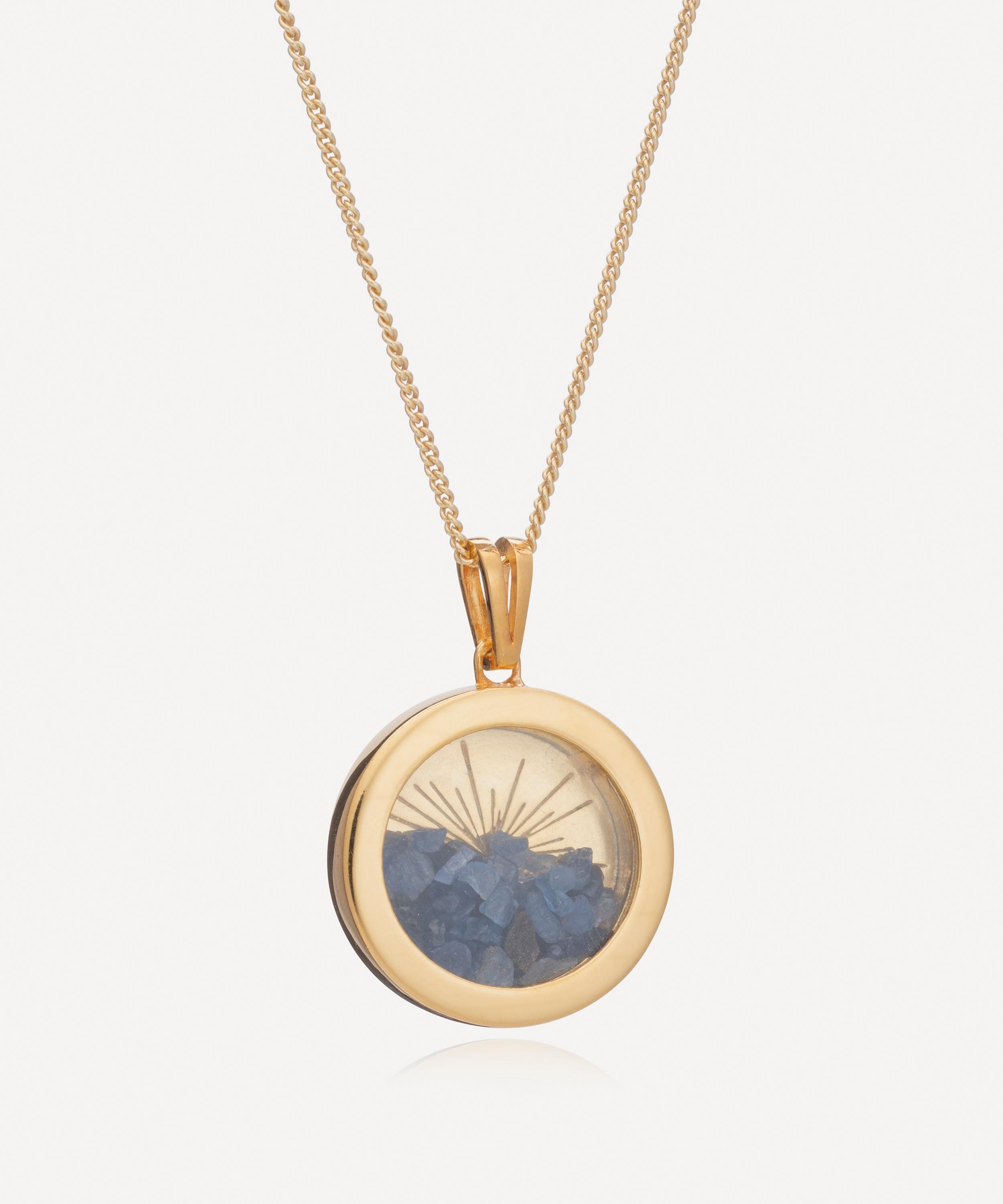 Rachel Jackson - 22ct Gold-Plated Small Sunburst September Birthstone Amulet Necklace image number 0