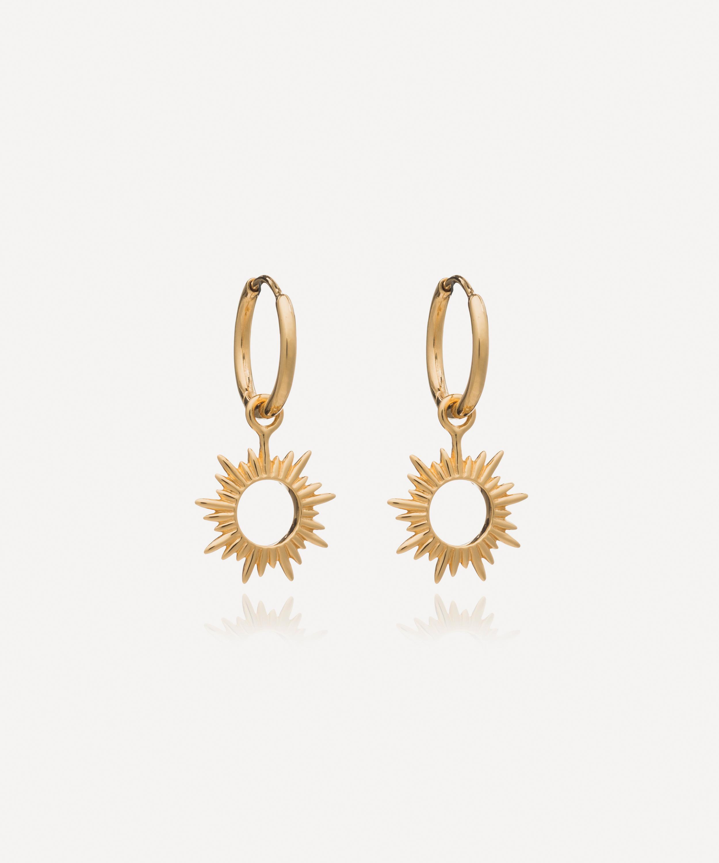 Rachel Jackson - 22ct Gold-Plated Eternal Sun Mini Hoop Earrings image number 0