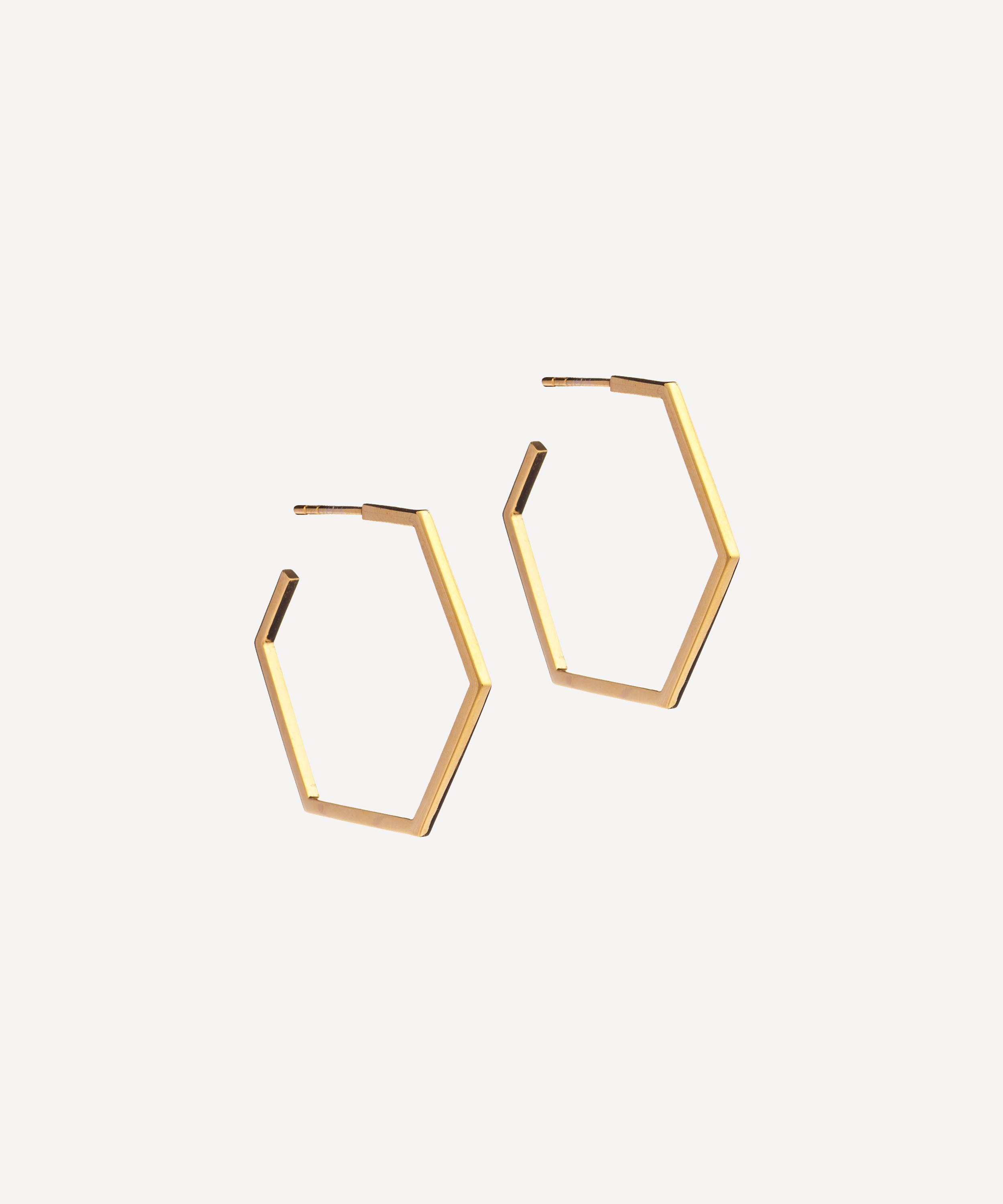 Rachel Jackson - 22ct Gold-Plated Large Hexagon Hoop Earrings image number 0