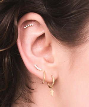 Rachel Jackson - 9ct Gold Single Diamond Curved Stud Earring image number 1
