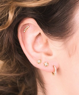 Rachel Jackson - 9ct Gold Single Diamond Curved Stud Earring image number 2