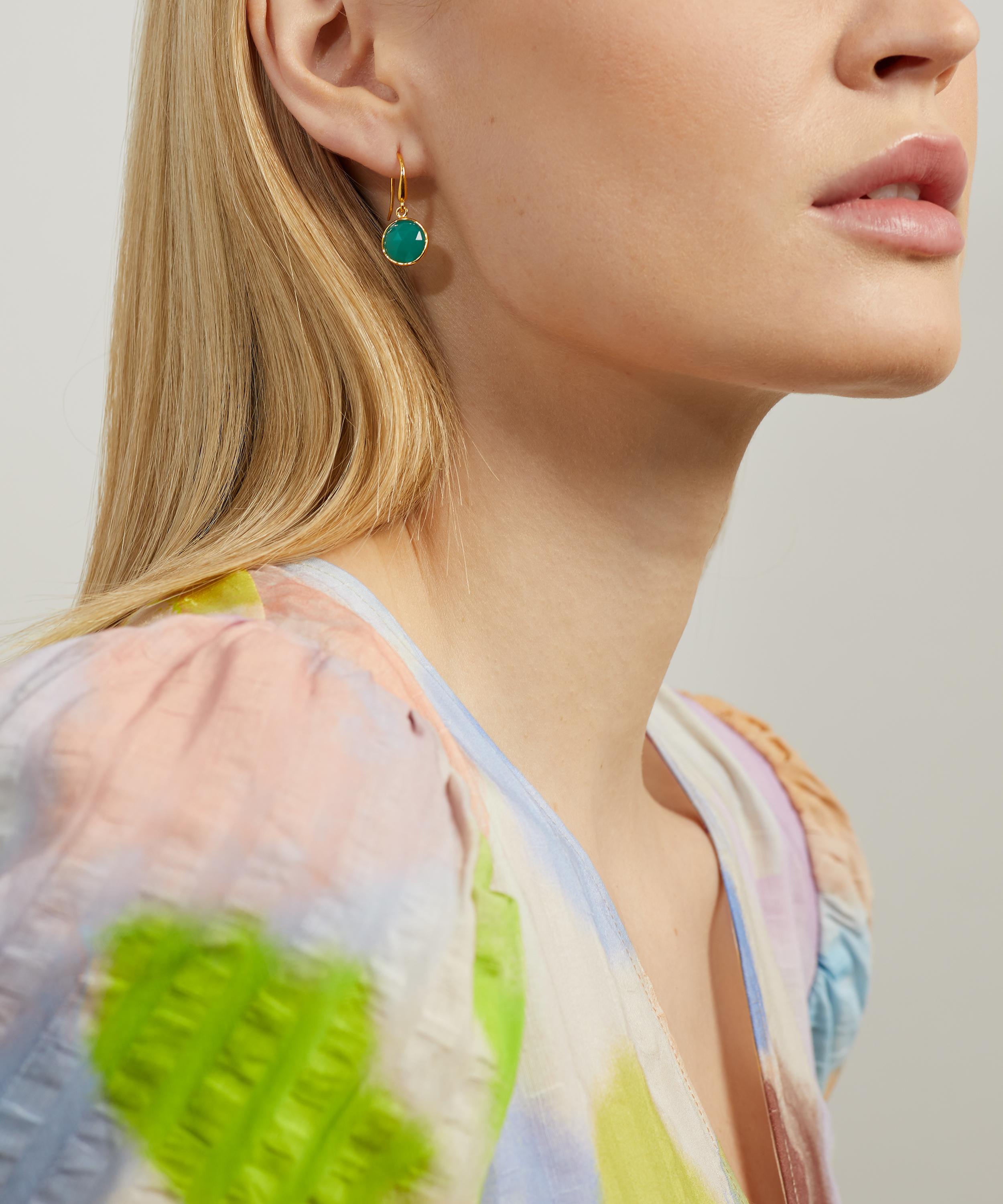 Auree - 18ct Gold-Plated Vermeil Silver Antibes Chrysoprase Drop Earrings image number 1