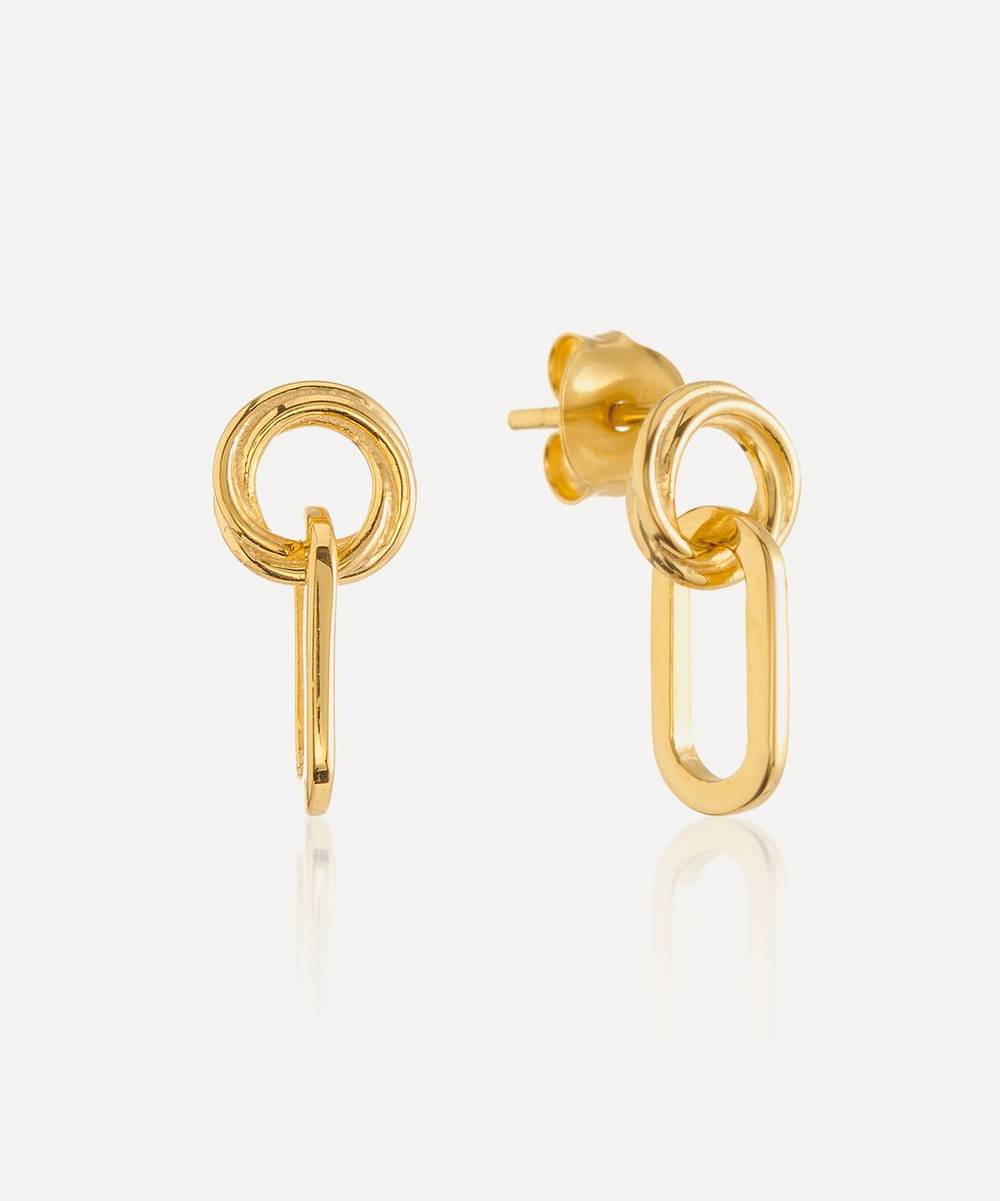 Auree - 18ct Gold-Plated Vermeil Silver Bramerton Heritage Rectangle Stud Earrings