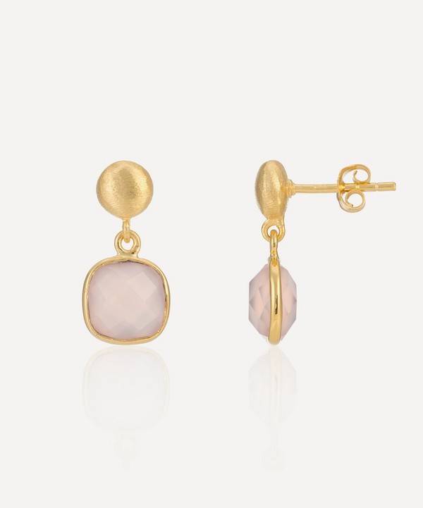 Auree - 18ct Gold-Plated Vermeil Silver Iseo Pink Chalcedony Drop Earrings image number null