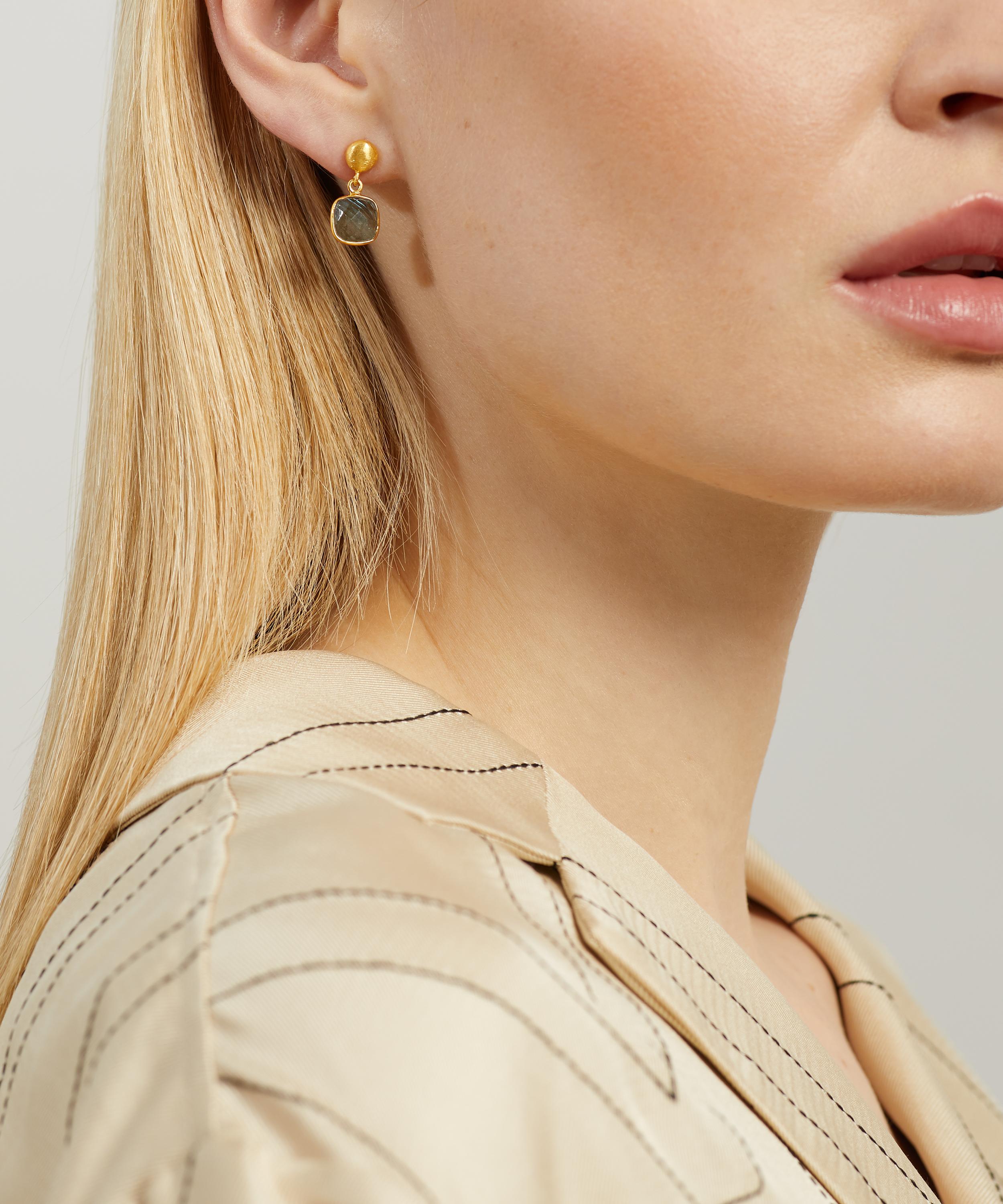 Auree - 18ct Gold-Plated Vermeil Silver Iseo Labradorite Drop Earrings image number 1