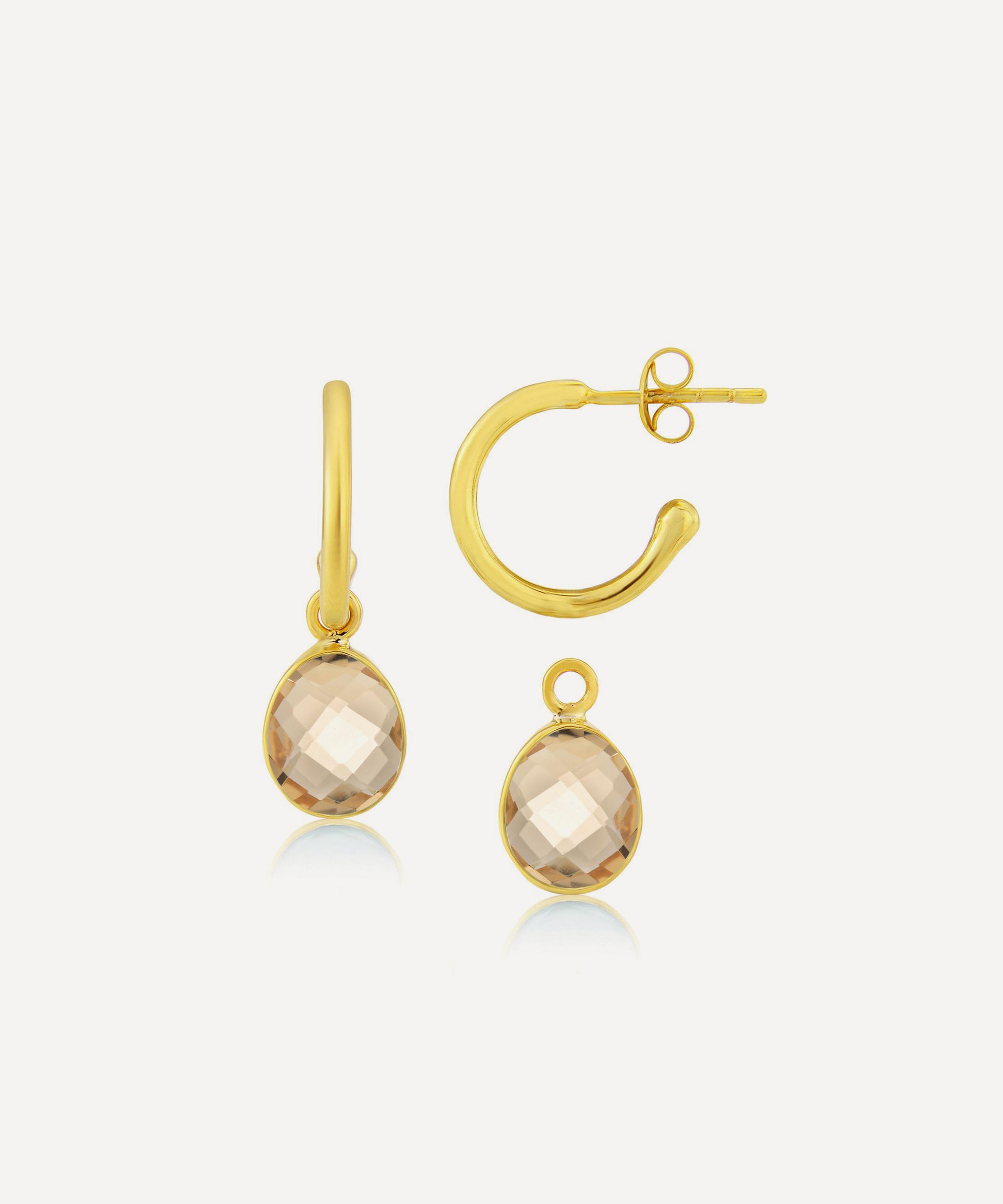 Auree - 18ct Gold-Plated Vermeil Silver Manhattan Interchangeable Citrine Gemstone Hoop Earrings image number 0
