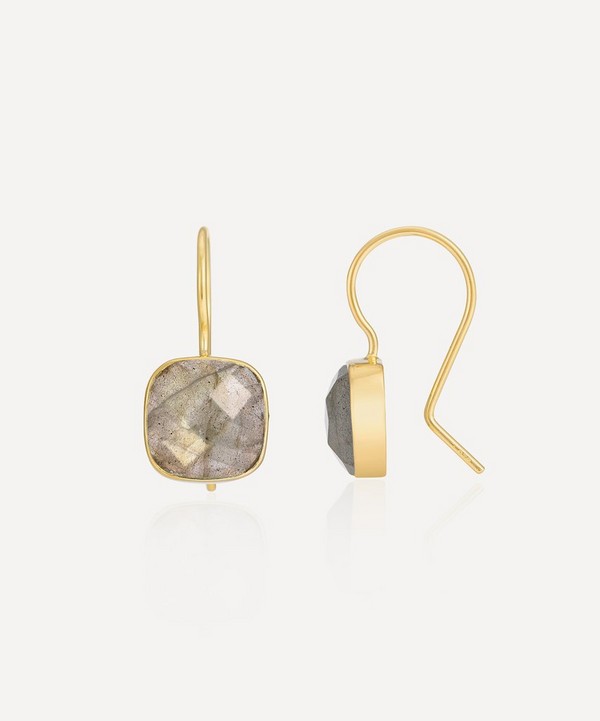 Auree - 18ct Gold-Plated Vermeil Silver Mondello Labradorite Square Drop Earrings image number 0