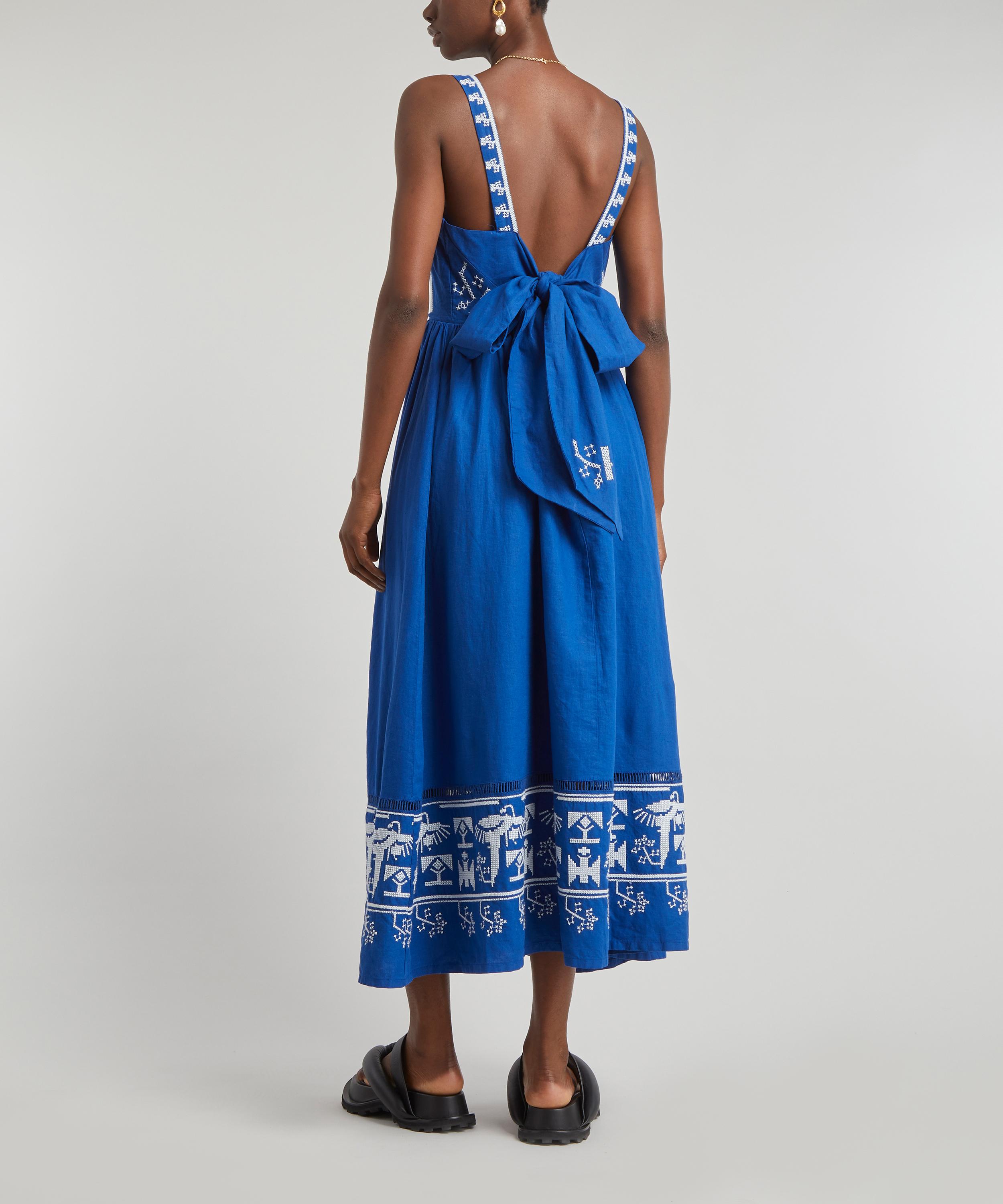 FARM Rio - Navy Macaw Embroidered Maxi-Dress image number 3