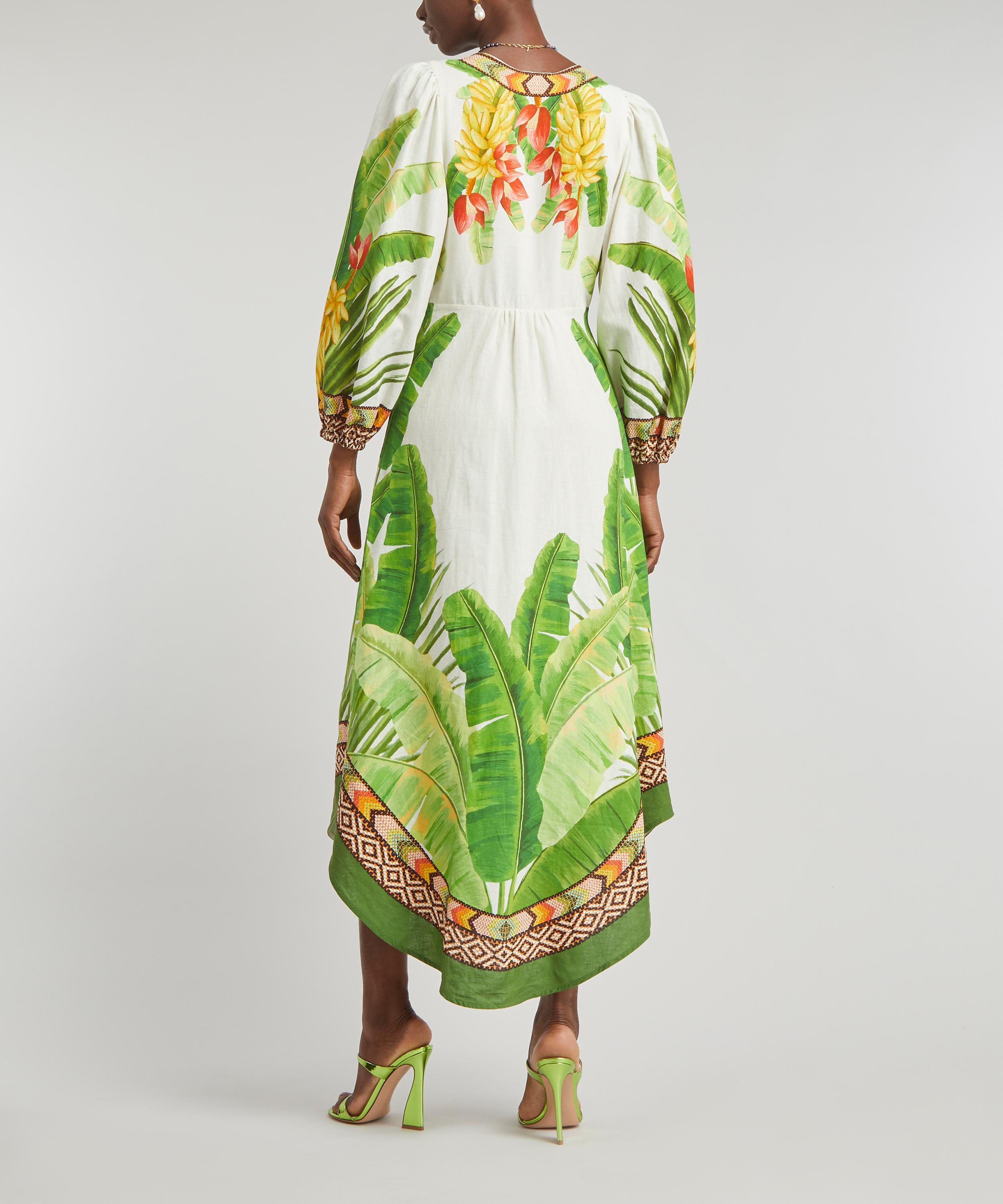 FARM Rio - Fresh Forest Scarf-Print Midi-Dress image number 3