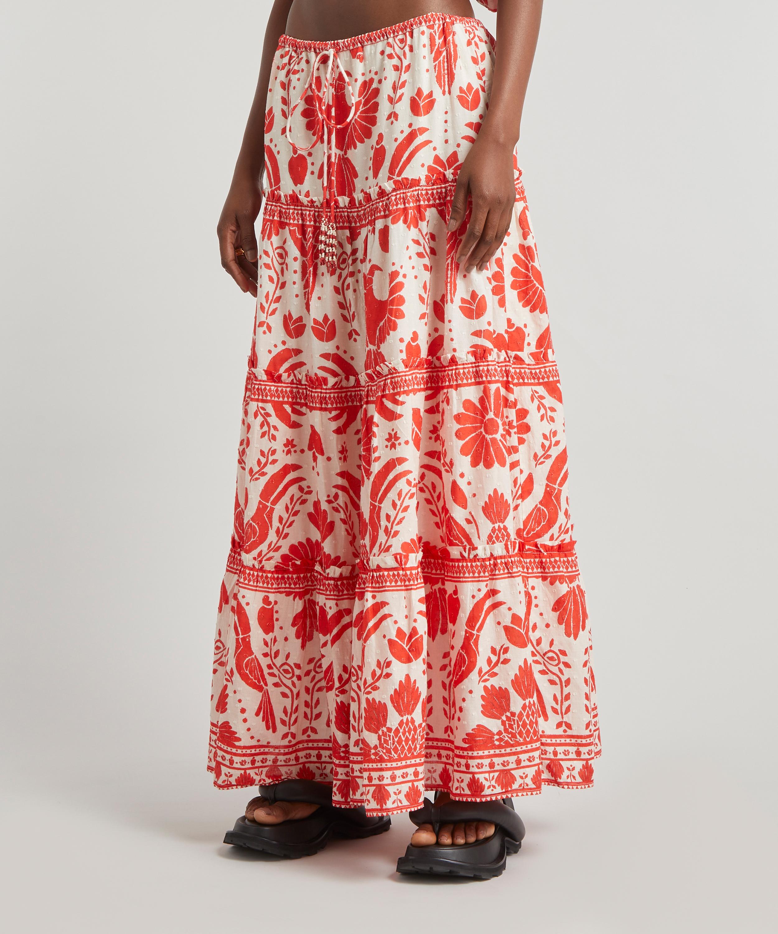 FARM Rio Jungle Flow Tiered Maxi Skirt Liberty