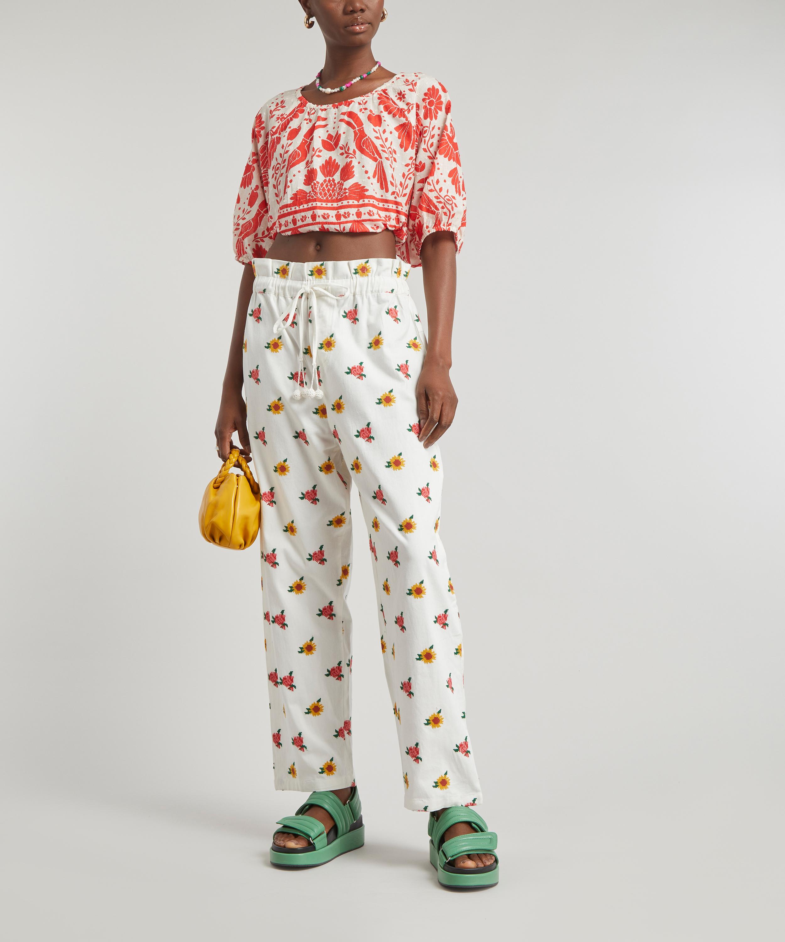 FARM Rio - Mixed Cross-Stitch Flowers Trousers image number 1