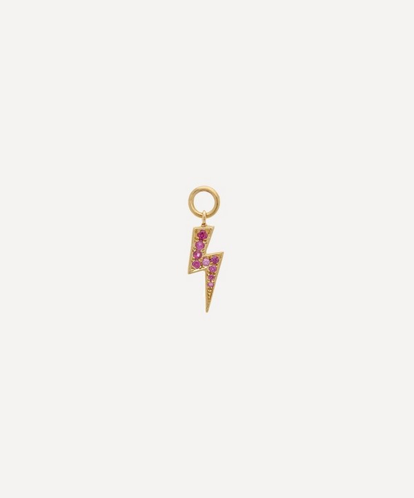 Roxanne First - x Marianne Theodorsen 9ct Gold Pink Sapphire Lightning Bolt Charm image number null