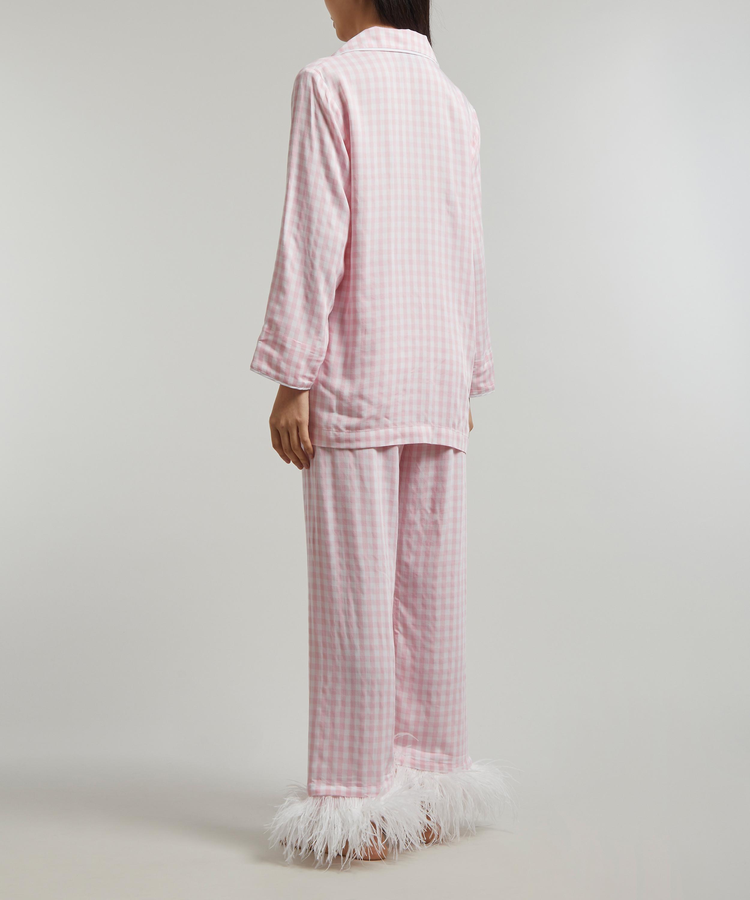 Party Pajama with Detachable Feathers in Pink Stripes