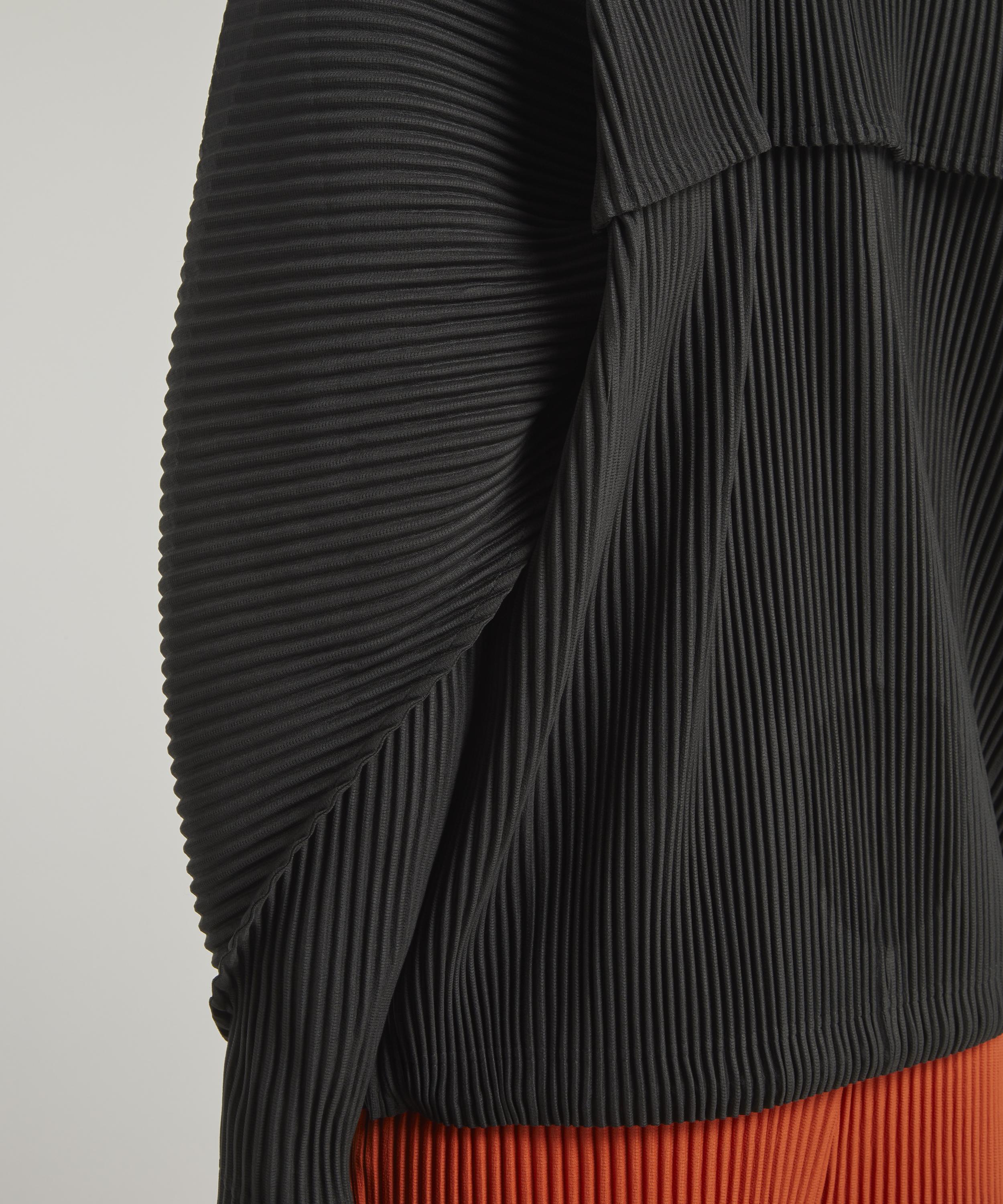 Pleats Please Issey Miyake Pleated Zip Front Jacket in Black