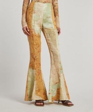 Acne Studios - Carpet-Print Flared Trousers image number 2