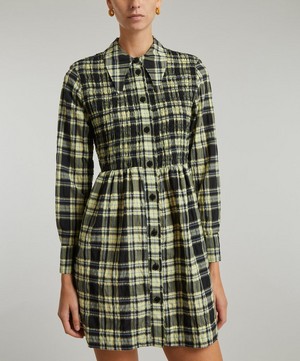 Ganni - Checkered Seersucker Shirt-Dress image number 2