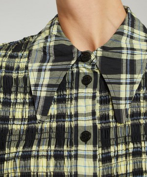 Ganni - Checkered Seersucker Shirt-Dress image number 4