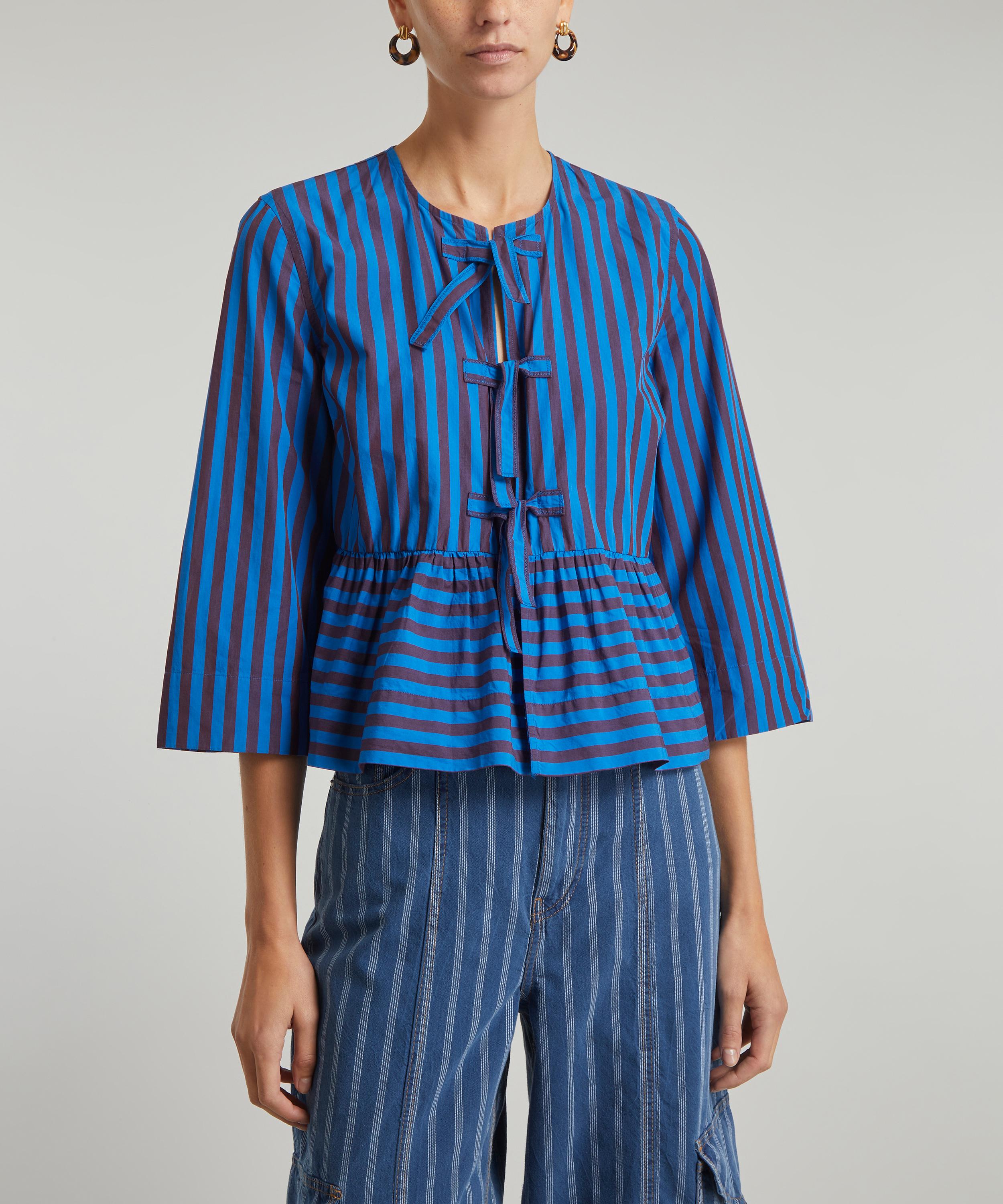 Ganni Striped Peplum Blouse Liberty