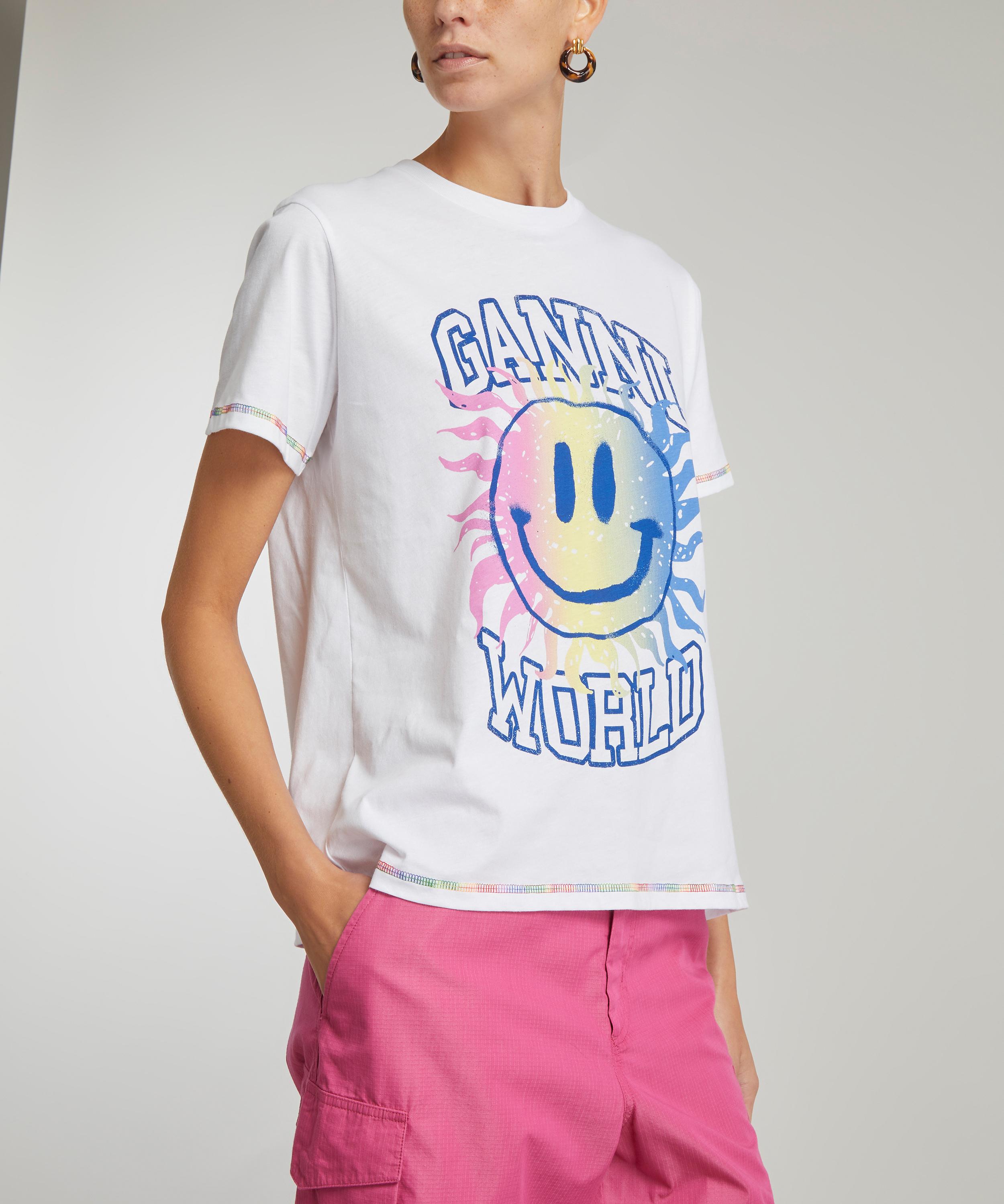 GANNI white Smiley Face T-Shirt