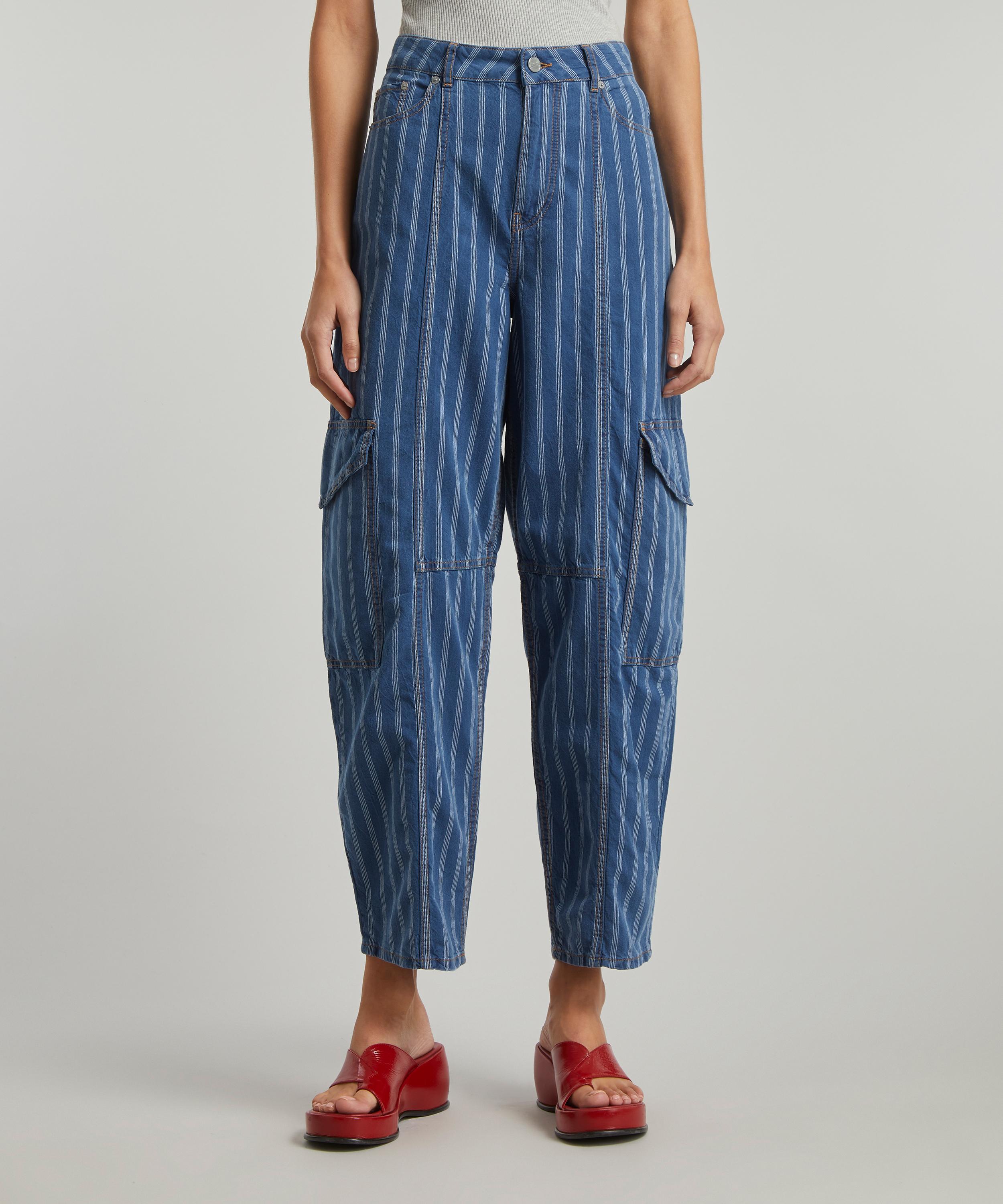 Ganni - Light Stripe Denim Cargo Trousers image number 2