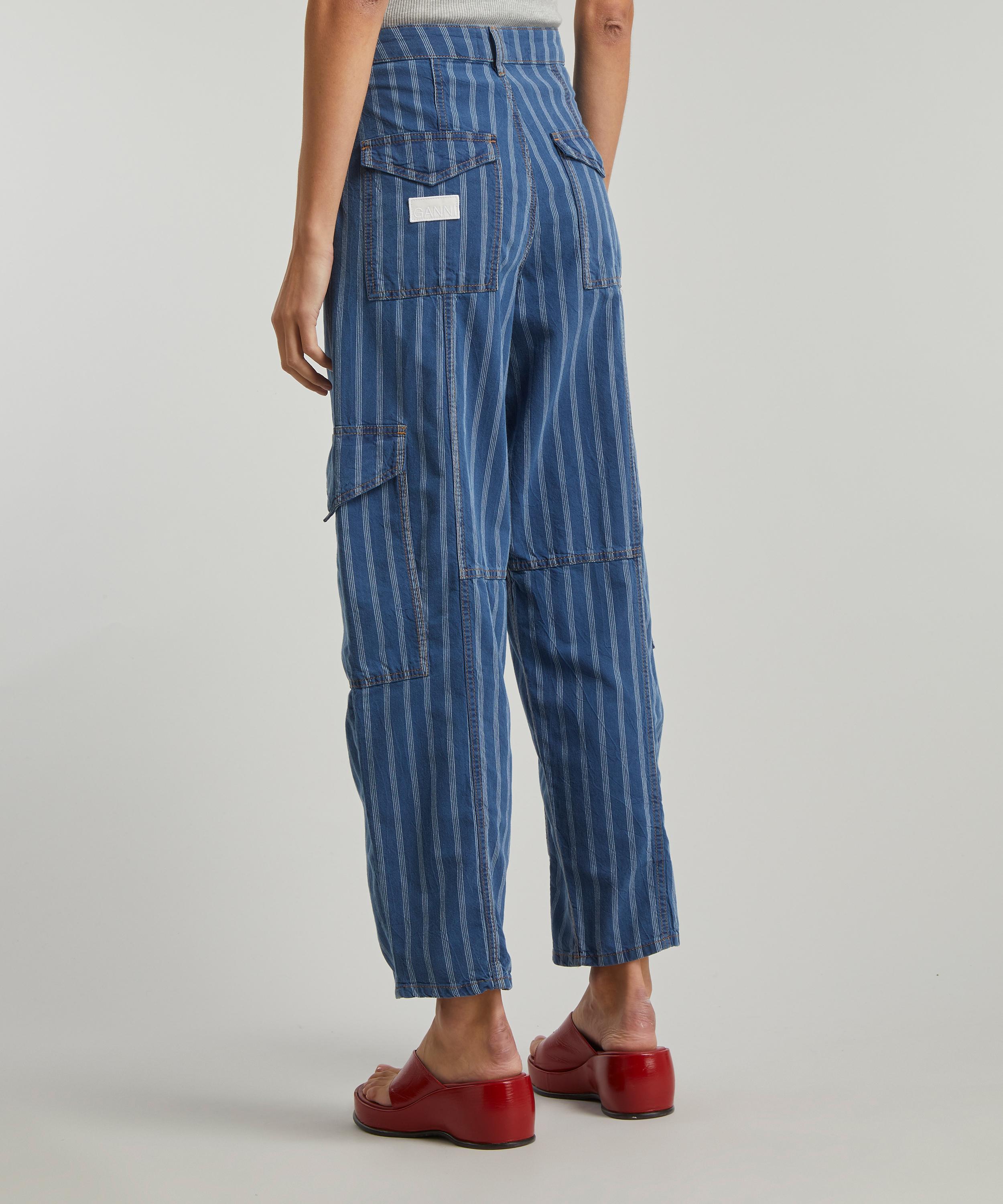Ganni - Light Stripe Denim Cargo Trousers image number 3