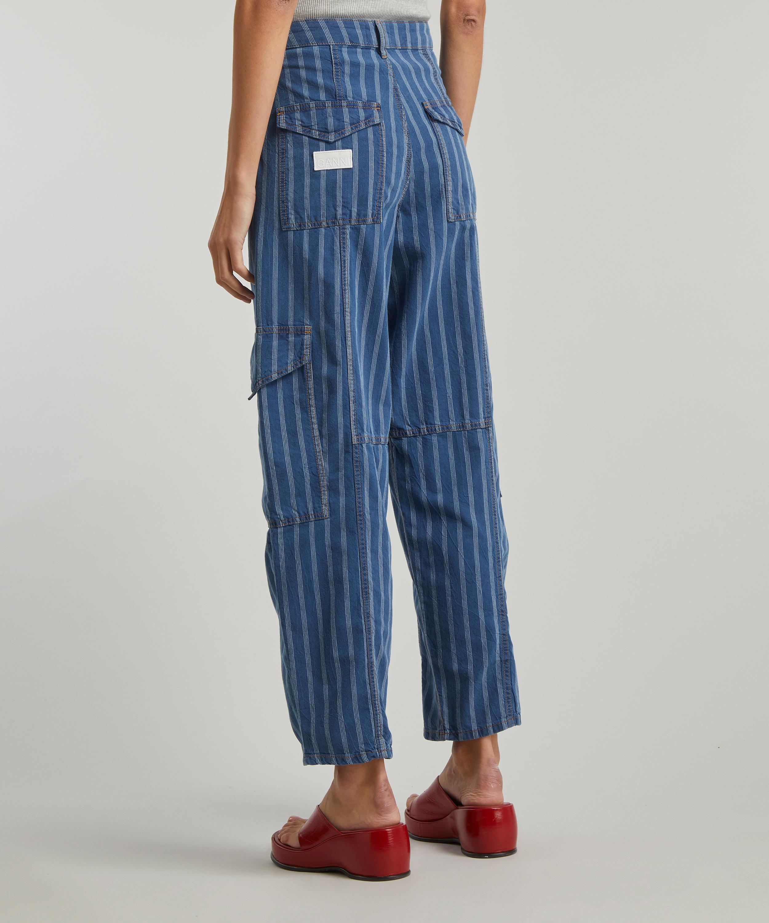 Light Stripe Denim Cargo Pants