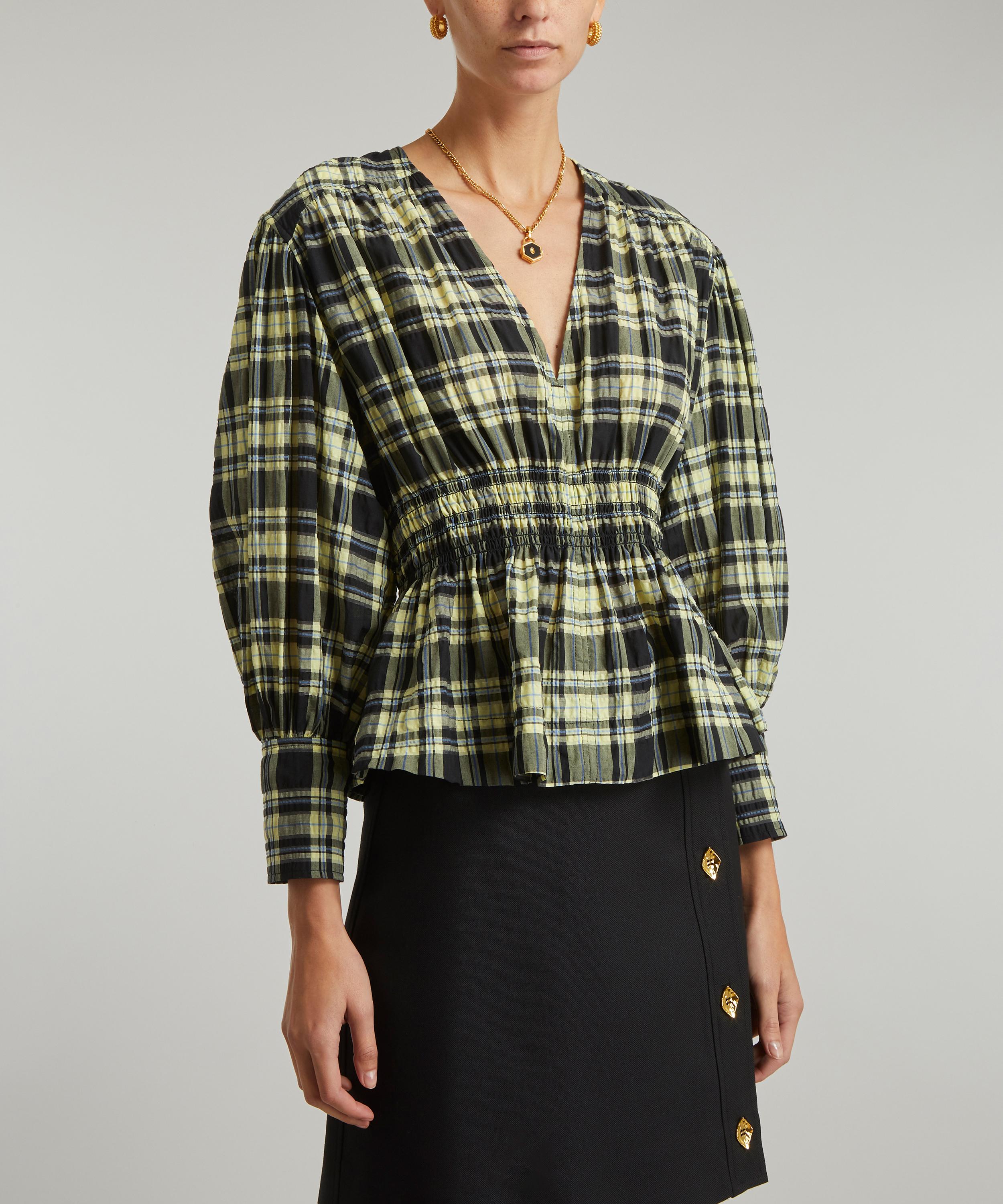 Ganni Checkered Seersucker Blouse Liberty