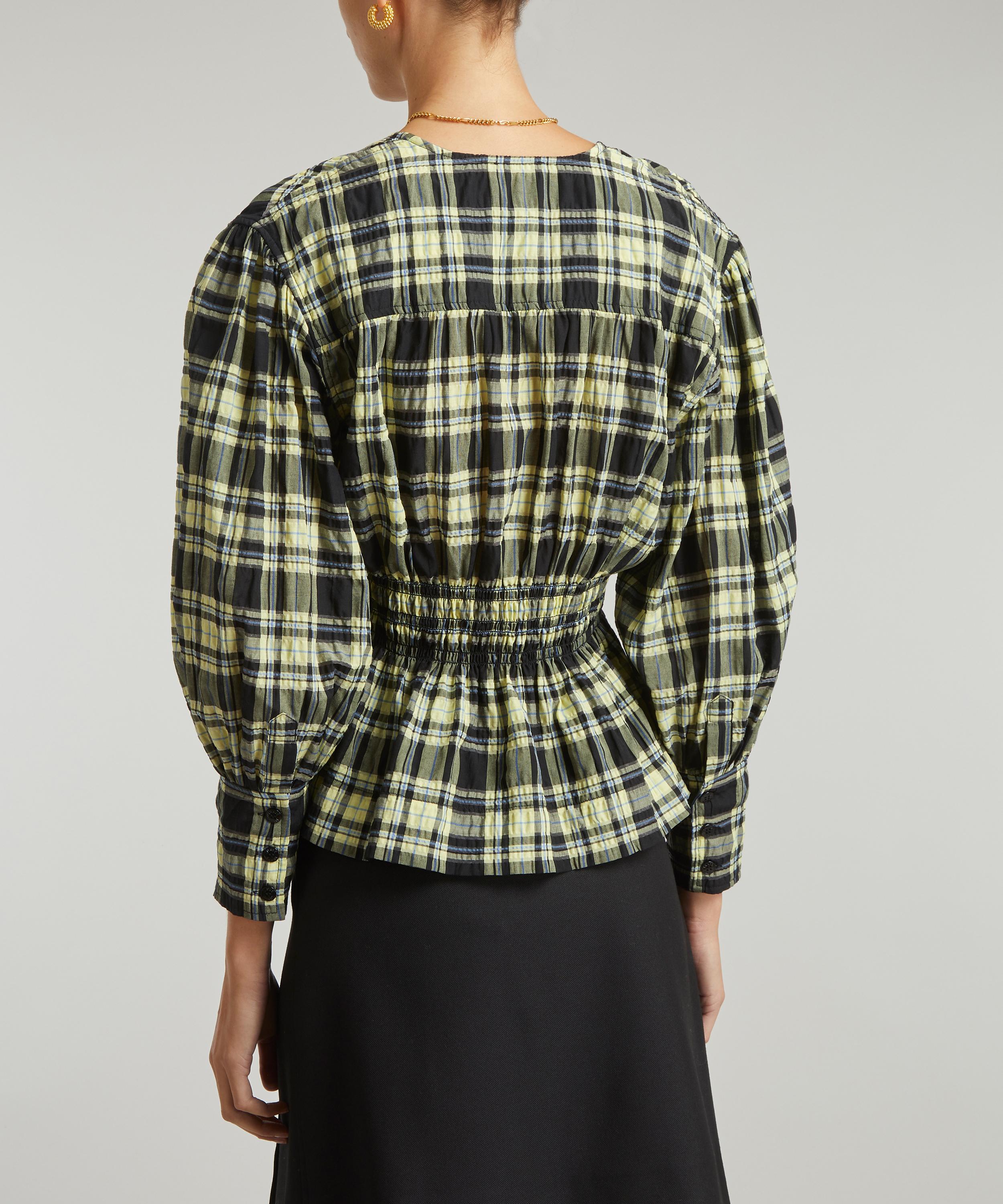 Ganni - Checkered Seersucker Blouse image number 3