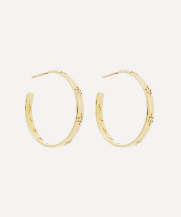 Liberty - 9ct Gold Ianthe Star Diamond Hoop Earrings image number null